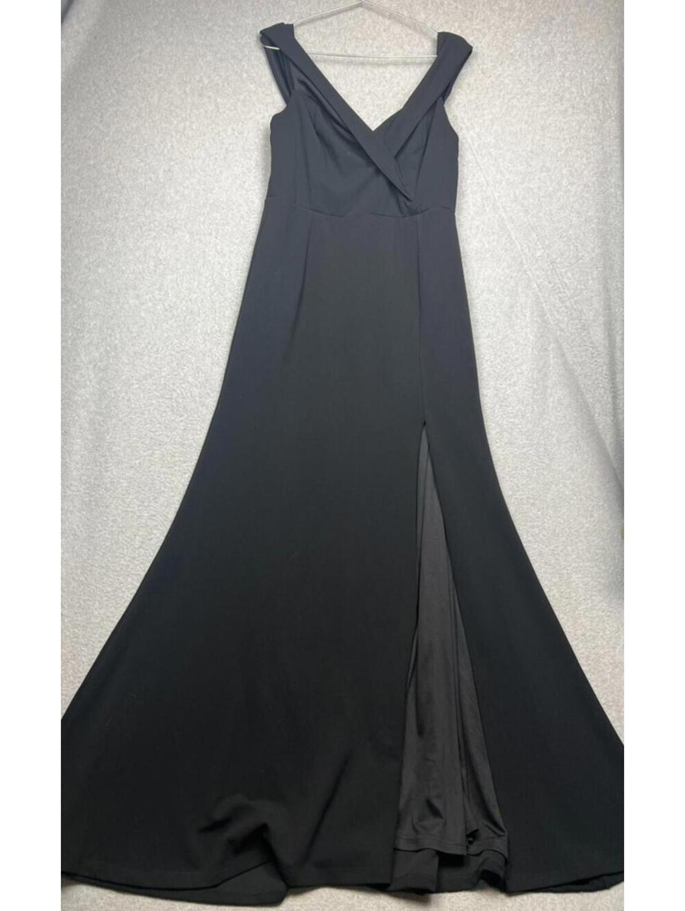 Lulus Womens Black Formal Grown Maxi Dress Xl Minimalist Simple Criss Cross Sexy